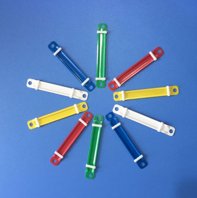 Colorful 8cm Plastic Paper Fasteners -- 10 Pieces. 