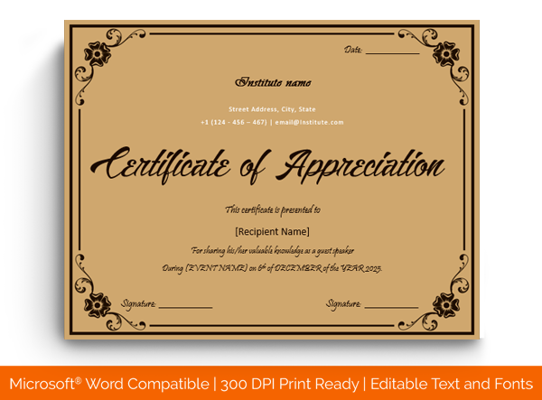 Kraft Certificate Print Paper A4 Size 110 GSM - 10 Pcs. 