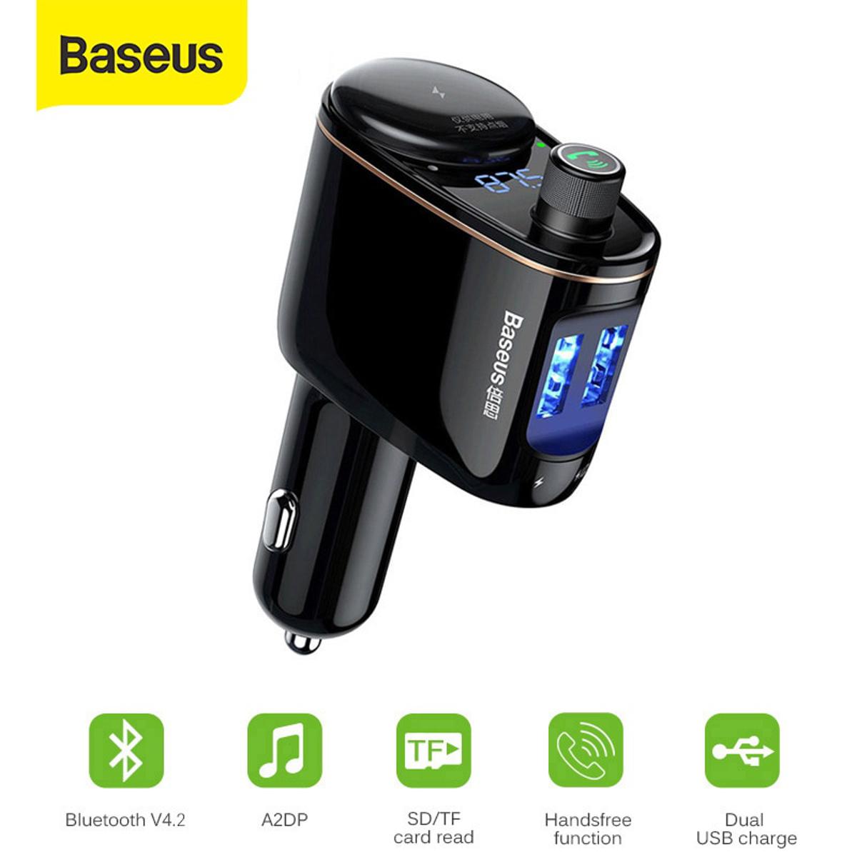 Baseus S06 Bluetooth MP3 Vehicle Dual USB Car Charger. 