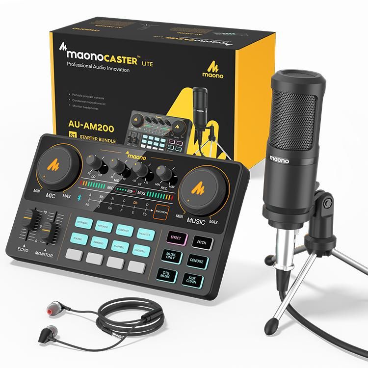 MAONO AU-AM200 S1 MAONOCASTER--Lite Studio Live Broadcast Sound Card Set (Official Product)
