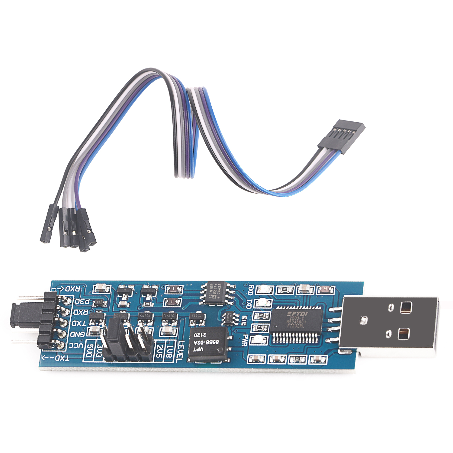 USB Serial Adapter 1.8V 2.5V 3.3V 5V TTL is Board FTDI 2.54mm Terminal Isolator UART Converter Supported Win 10 Mac OS. 