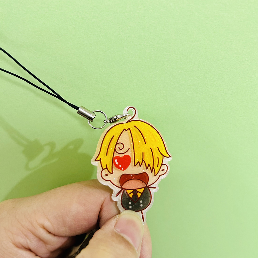 Japanese Anime Cartoon Acrylic Keychain Resin Epoxy Mobile Phone Multi-using Keychain Pendant. 
