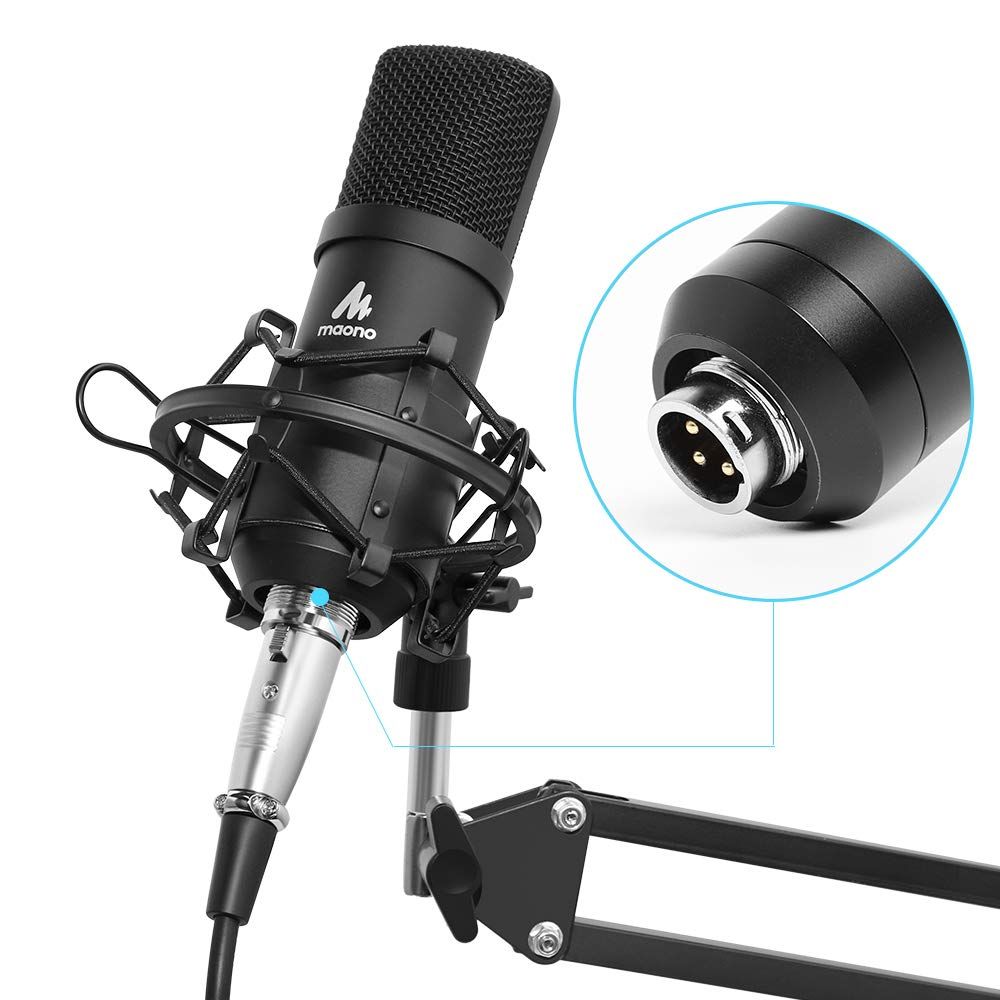 Maono AU-A03 Condenser Microphone Kit Podcast Mic with Boom Arm Microphone Stand (Black). 
