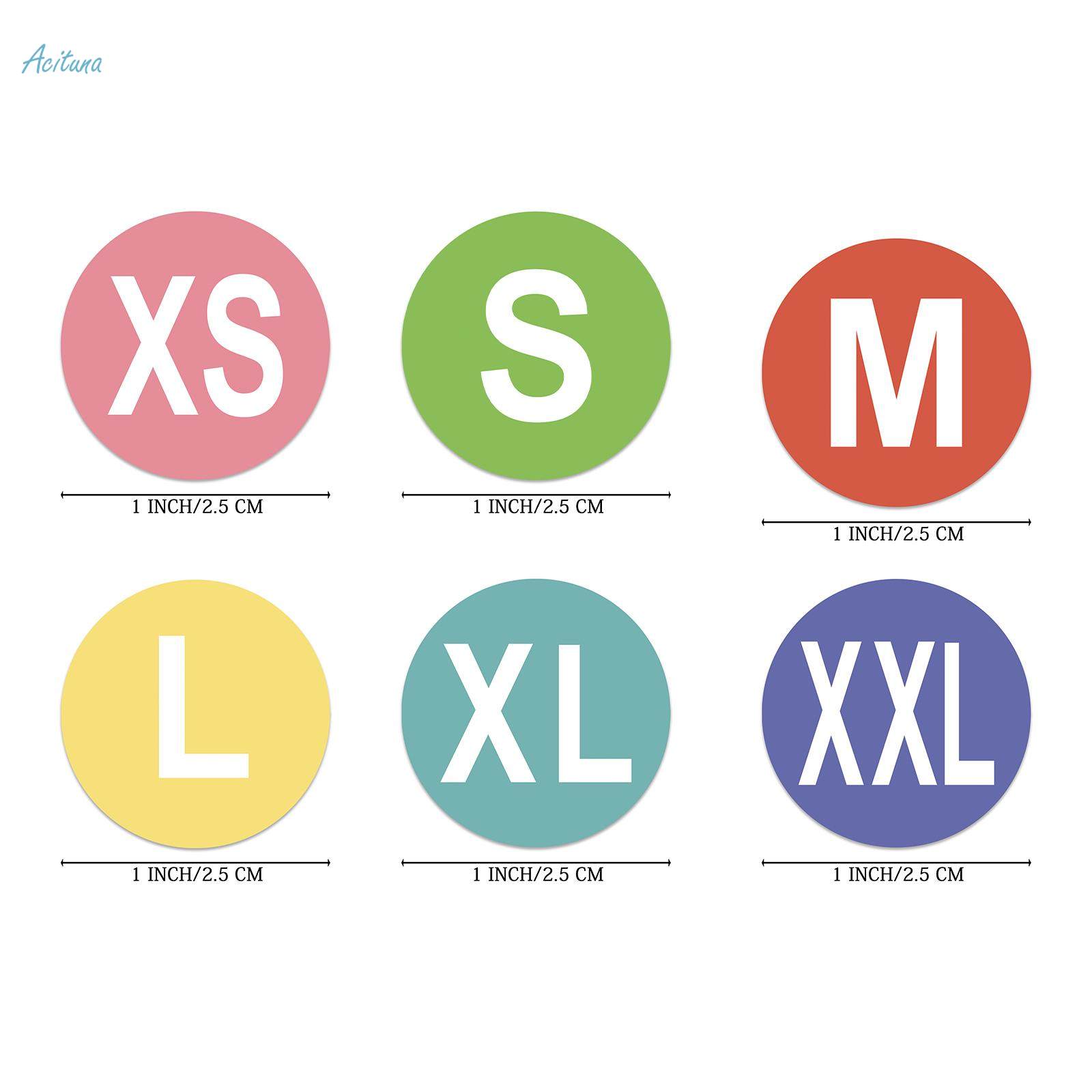 7x Clothing Size Stickers Labels Round Scrapbook Letters 0.98in for Clothes. 