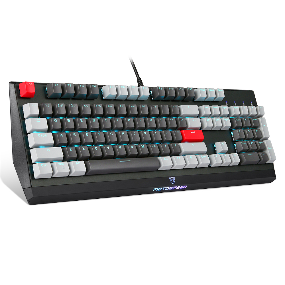 Motospeed CK74 104 Keys Wired Gaming Keyboard Monochrome Optical Axis Mechanical Keyboard Support N-key Rollover. 
