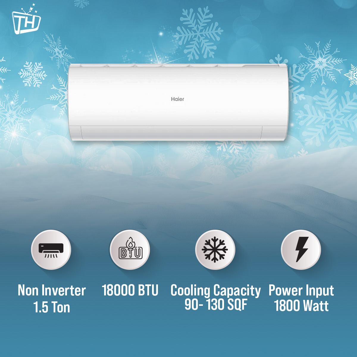 Haier 18Turbocool Pro 1.5 Ton Non Inverter AC With Official Warranty. 