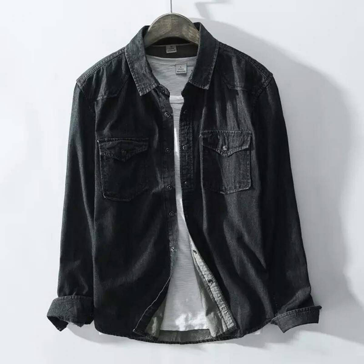 Winter BLACK Denim Long Sleeve Casual 