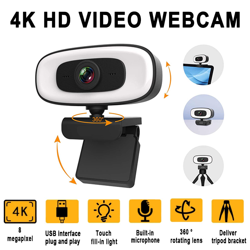 Webcam Mini 4K USB Computer 2K Webcam Full HD 1080P Web For Work With Microphone Tripod For PC Laptops Live Streaming Camera Superman