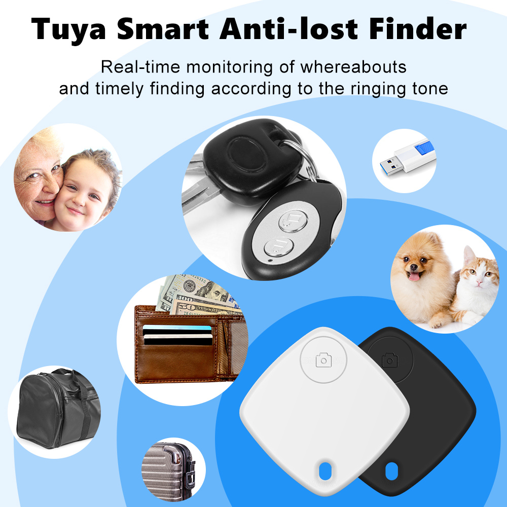 ROVF Tuya Bluetooth Key Finder Wireless Smart Tracker Anti-lost Tracker Child Bag Wallet APP Record 80DB for Phone Key Bag. 