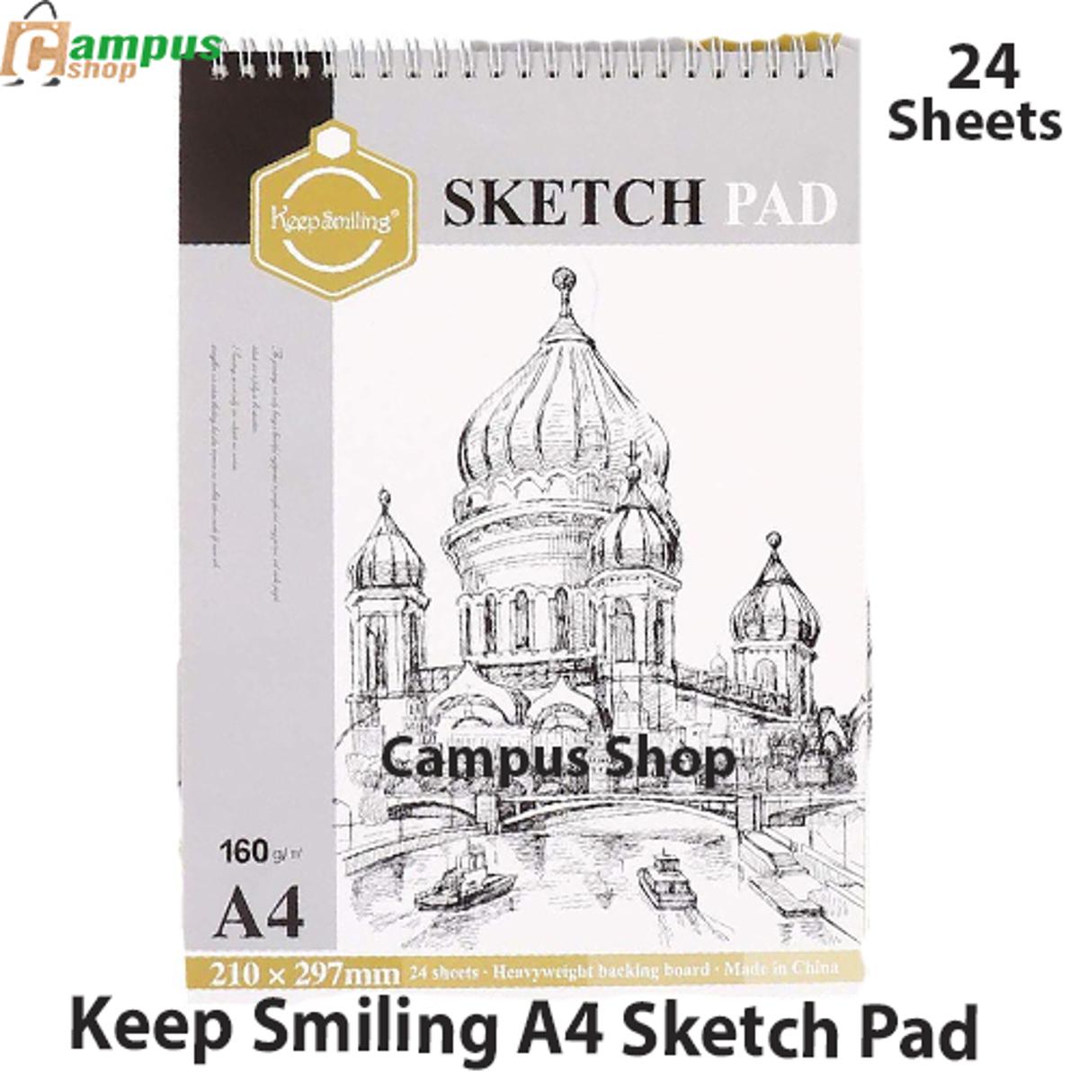 Keep Smiling A4 Sketch Pad-160 GSM Acid-24 Sheets