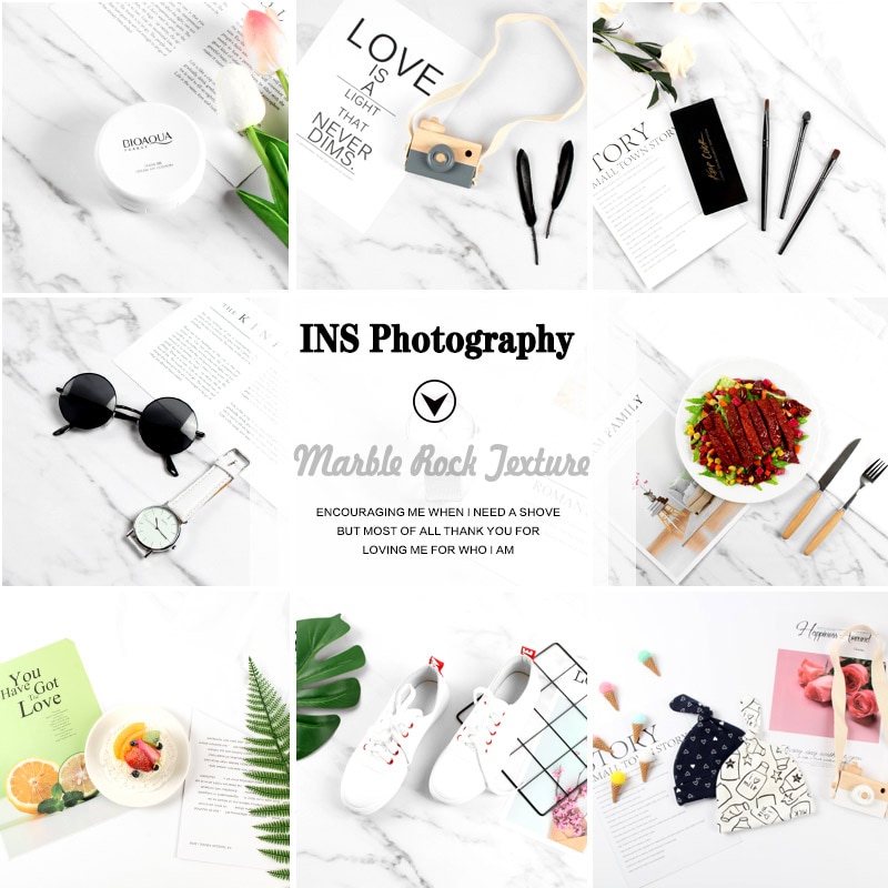 INS Photography Shoot Background Board Marble Rock Texture Backdrop Paper & Muslin Gauze for Food Photo Making Scene Accessories. 