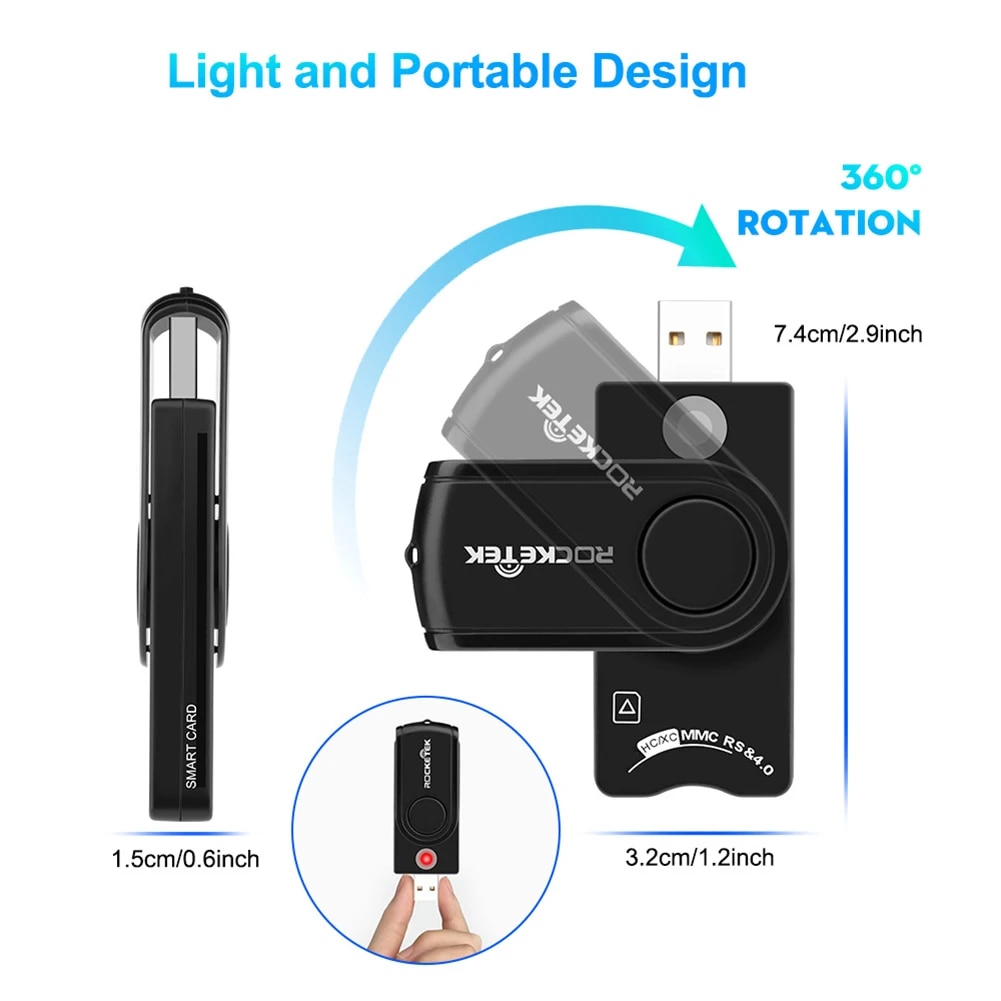 USB SIM Smart Card Reader For Bank Card IC/ID EMV SD TF MMC Card Reader USB-CCID ISO7816 DNI Citizen Memory Card Reader Adapter. 