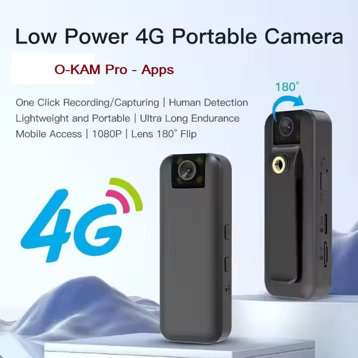 New 3MP O-KAM Pro - Apps  Mini 4G Camera Compact Wireless Device with eight-Hour Continuous Recording  CCTV Camera
