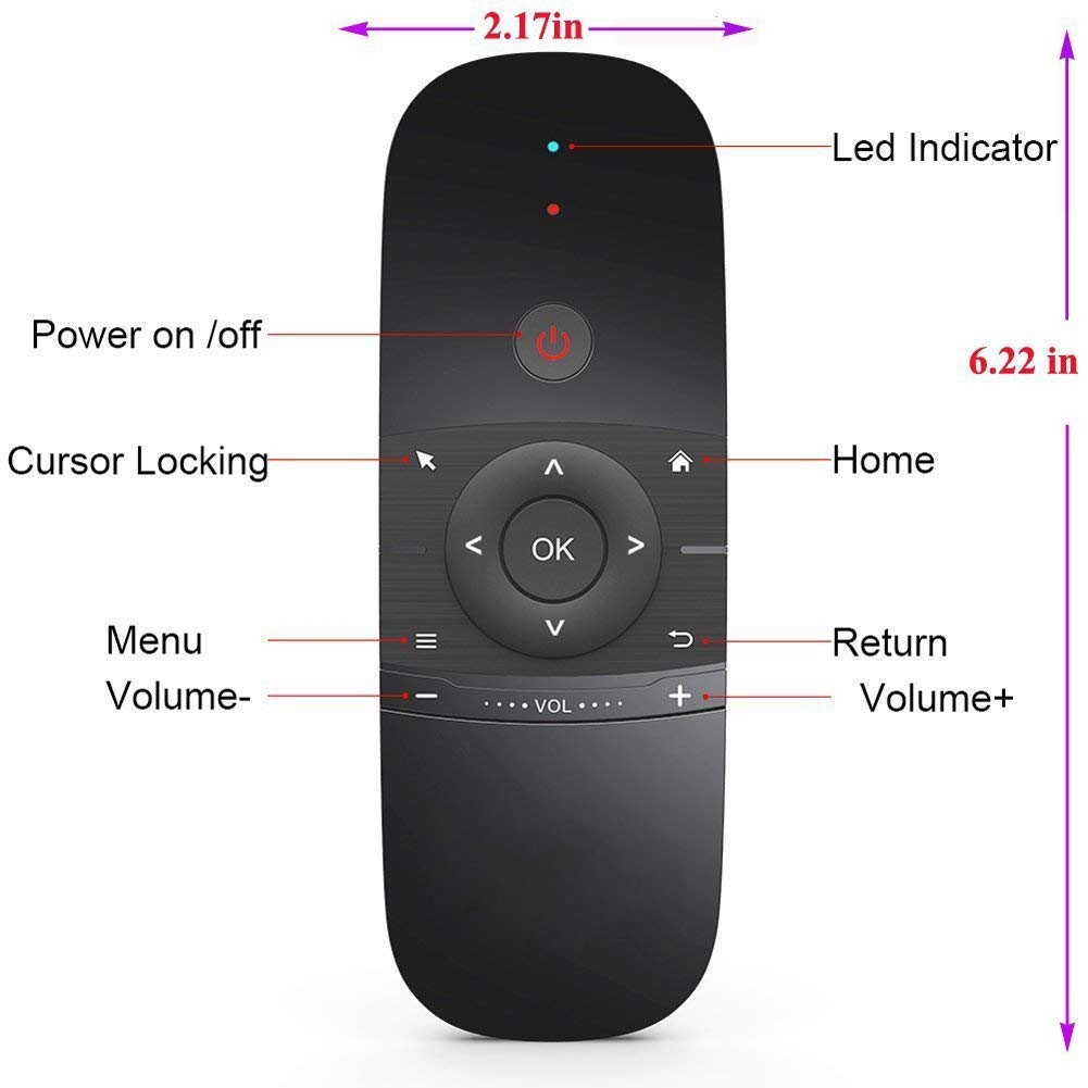 W1 Wireless QWERTY 57-Keys Keyboard 2.4G Air Mouse Remote Controller with LED Indicator for Android TV Box, Mini PC, TV, Projector, HTPC, All-in-one PC / TV. 