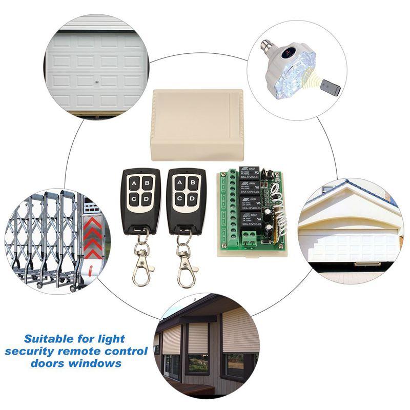 12V 4CH Channel 433Mhz Wireless Remote Control Switch Integrated Circuit With 2 Transmitter DIY Replace Parts Tool Kits. 