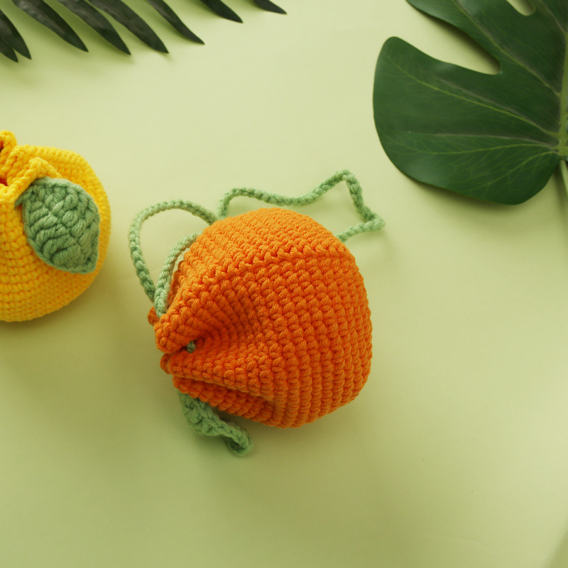Original ugly orange corset bag Handmade wool knitted coin purse small fresh Own handmade team. 