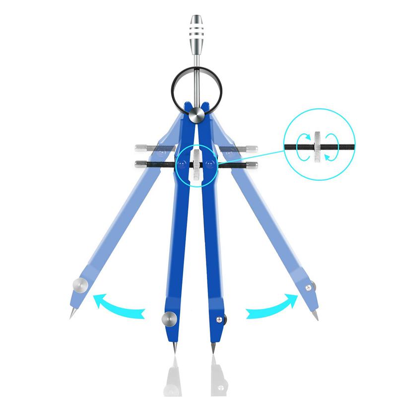 Professional Compass, Compass Geometry Set with Lock, Math and Precision Compass, Metal and Durable for Solid and Plane Precision Tool, Fit for Drafting, Drawing, Measuring. 