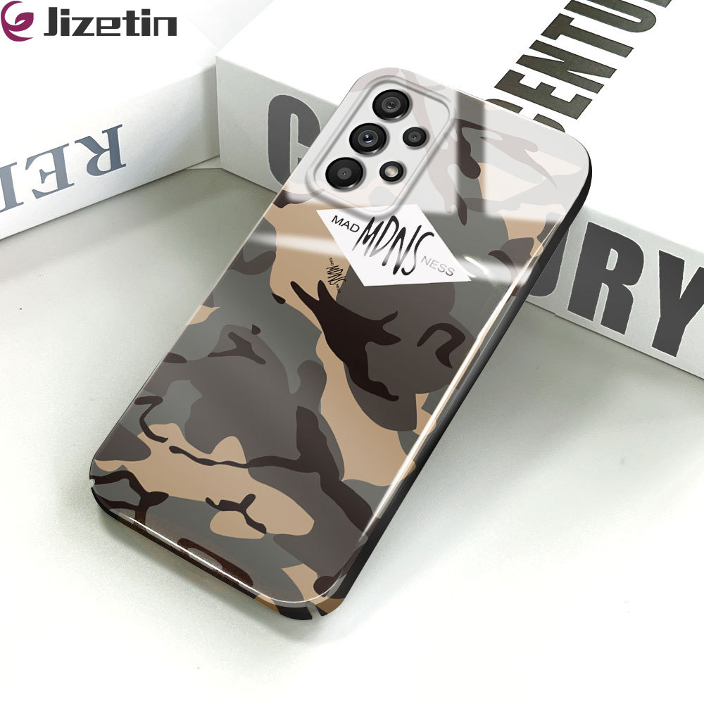 Jizetin for Samsung A73 5G Back Cover Camouflage Luxury Slim Hard Crashproof Mobile Phone Case For Boys Girls