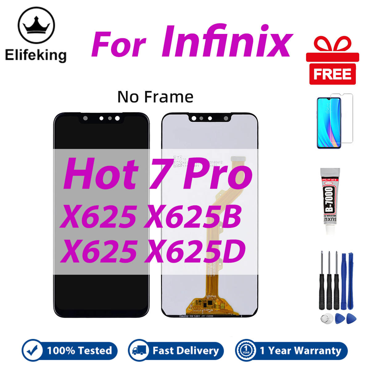 LCD No Frame For Infinix Hot 7 Pro X625 X625B X625D Display Touch Screen Digitizer Assembly Replacement Parts