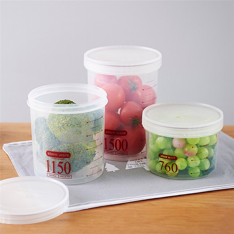 【happy one】Plastic Sealed Cans Kitchen Box Transparent Food Canister Keep Fresh Jar Container Space-saving Fridge box. 