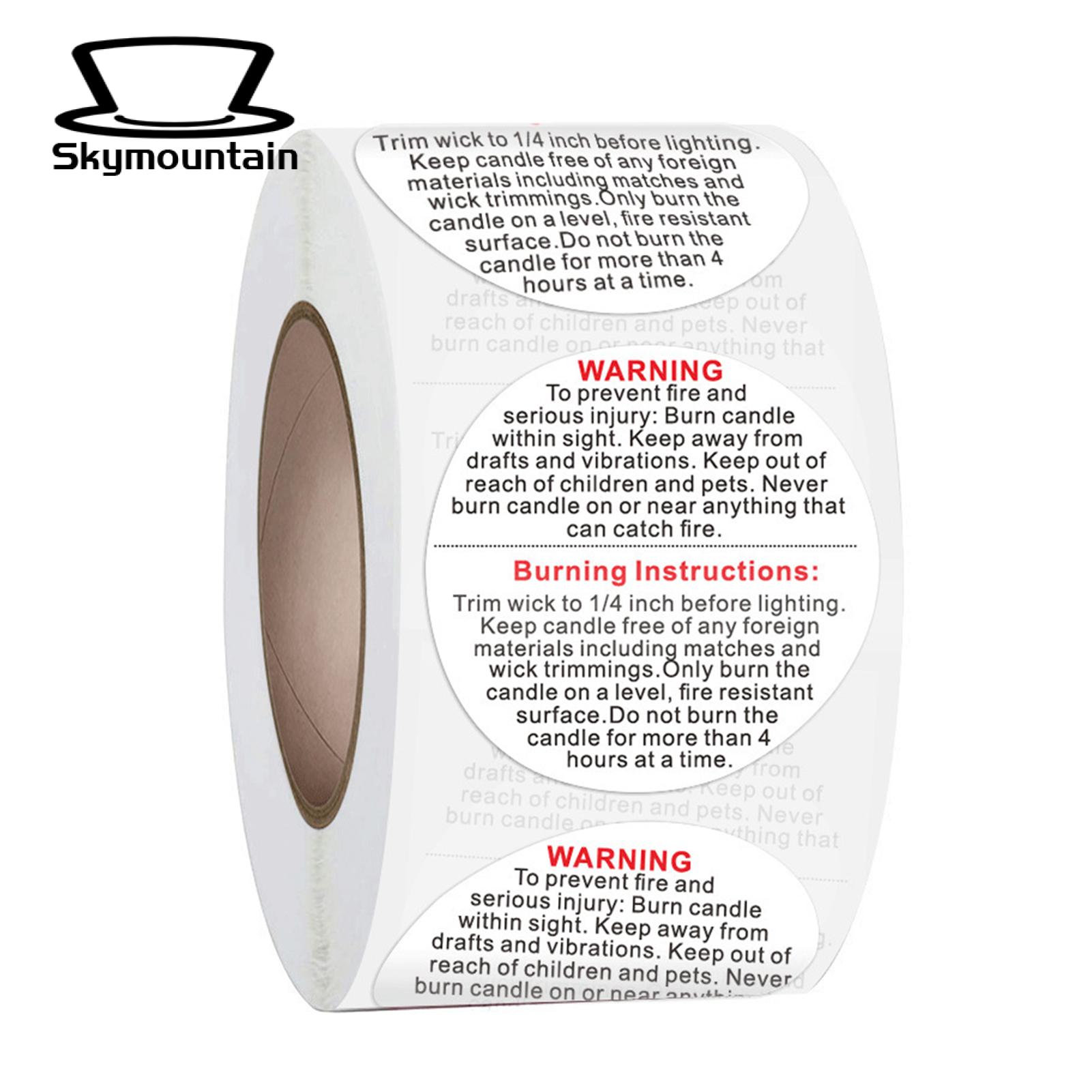 Skymountain Candle Warning Labels Convenient Clamshell DIY Candle Stickers