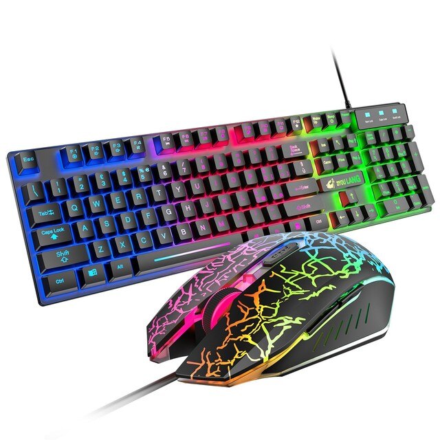 T13 Italian Layout Keyboard Mouse Set Rainbow Hybrid Light USB Wired Ergonomic 104Keys Gaming Keyboards Mice Teclado Mecánico. 