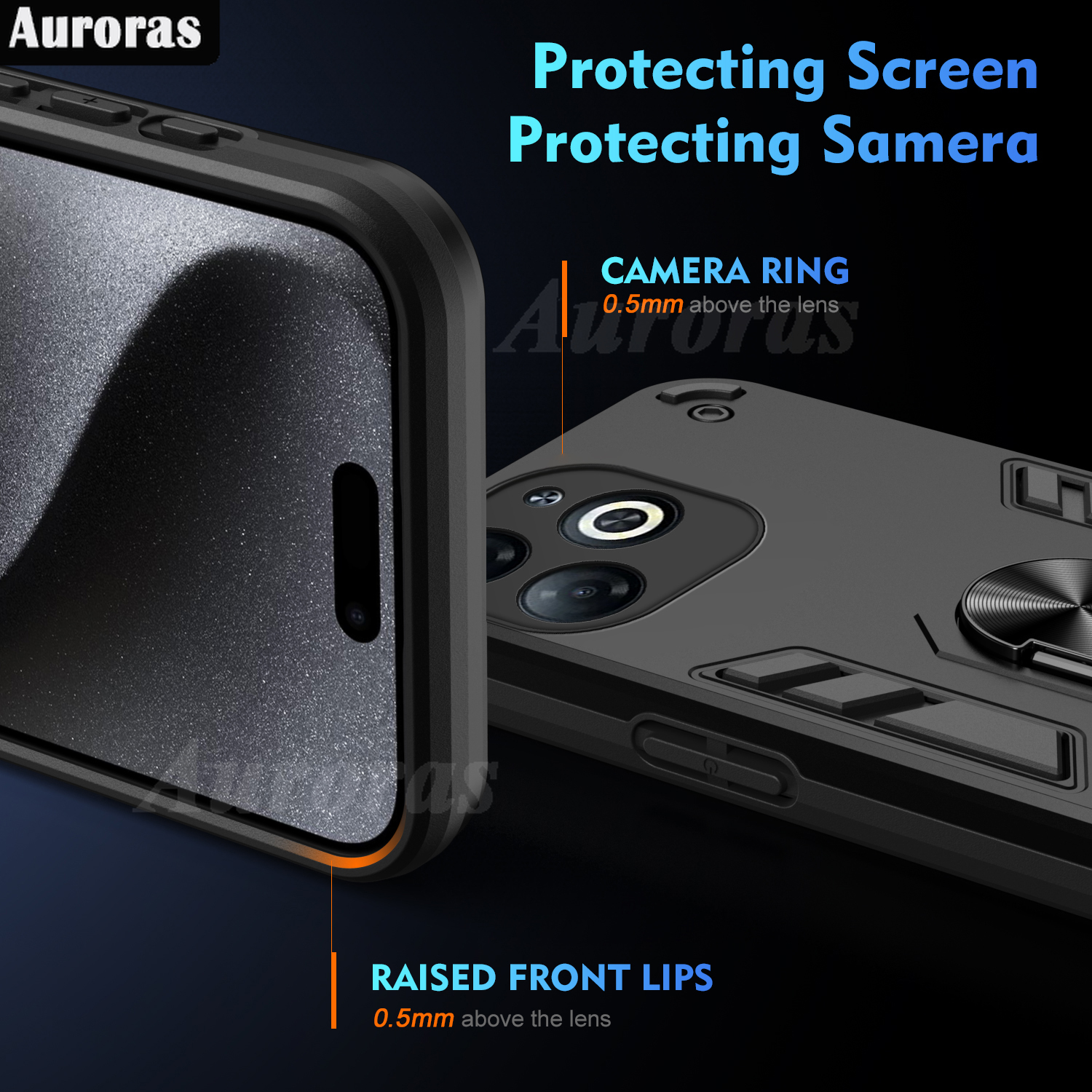 For Tecno Spark 20 20C Phone case Silicone Armor Metal Ring Stand Case Armor Back Protective Shockproof Hard Dual Layer for Tecno Spark 20C 20 Cover Casing HP. 