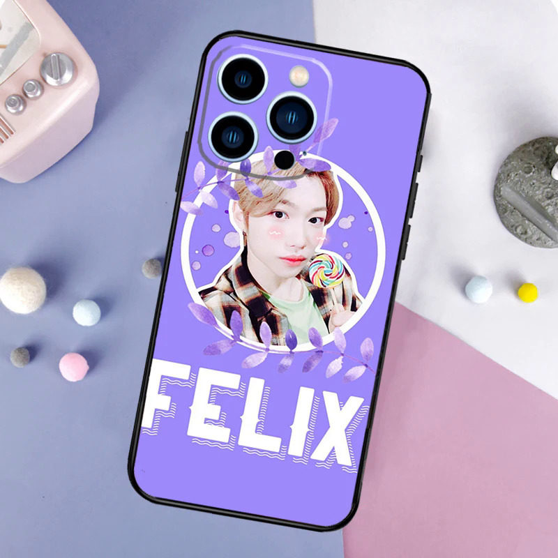 【Solitary waves】Stray Kids Felix Phone Case For iPhone 15 14 Pro Max 11 12 13 Mini XR X XS Max 8 7 Plus SE 2020 Cover. 