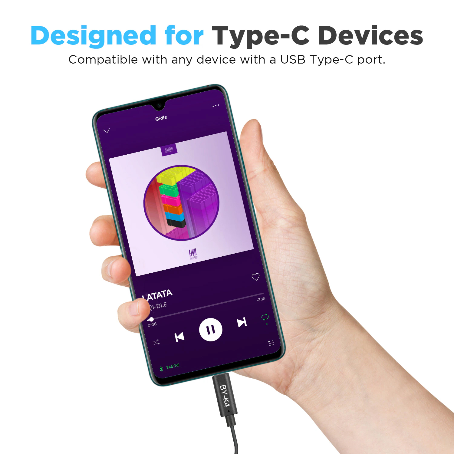 Boya BY-K4 3.5mm TRS Female to Type-C Male Audio Adapter description image 2