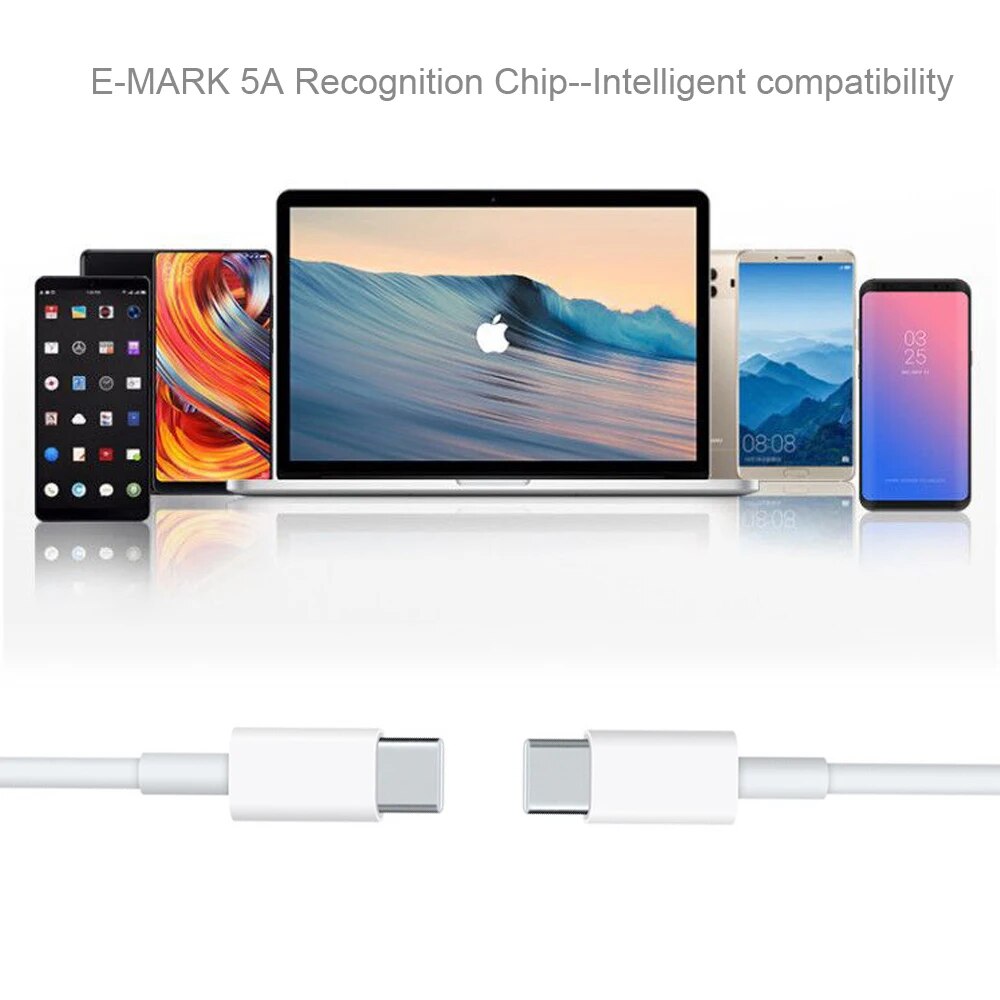 USB-C Cable 3m 5A E-MARK PD100W PPS Super Fast Charging Applicable For MacBook and 30W 45W 61W 65W 100W Type-C interface Laptops. 