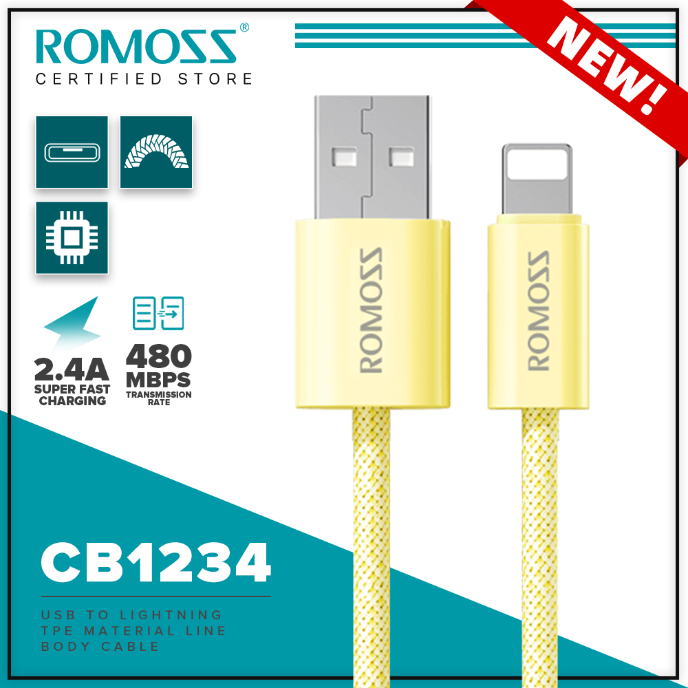 Romoss Lightning Cable For iPhone 2.4A Fast Charging Data Cable iPhone Charger Cord 1M /1.2M /1.8M /2M USB Cable Mobile Phone USB Charging Cord for IOS Devices iPad iPhone X 8 Plus 11- 12 13 14 Pro Max. 