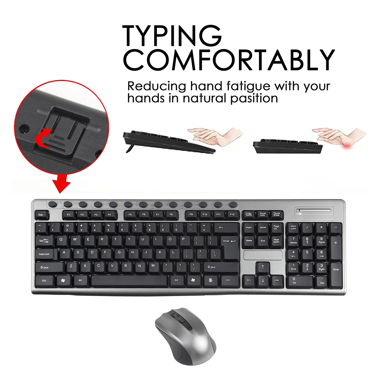KB-6600 2.4Ghz Office Waterproof Wireless Keyboard Mouse Set. 