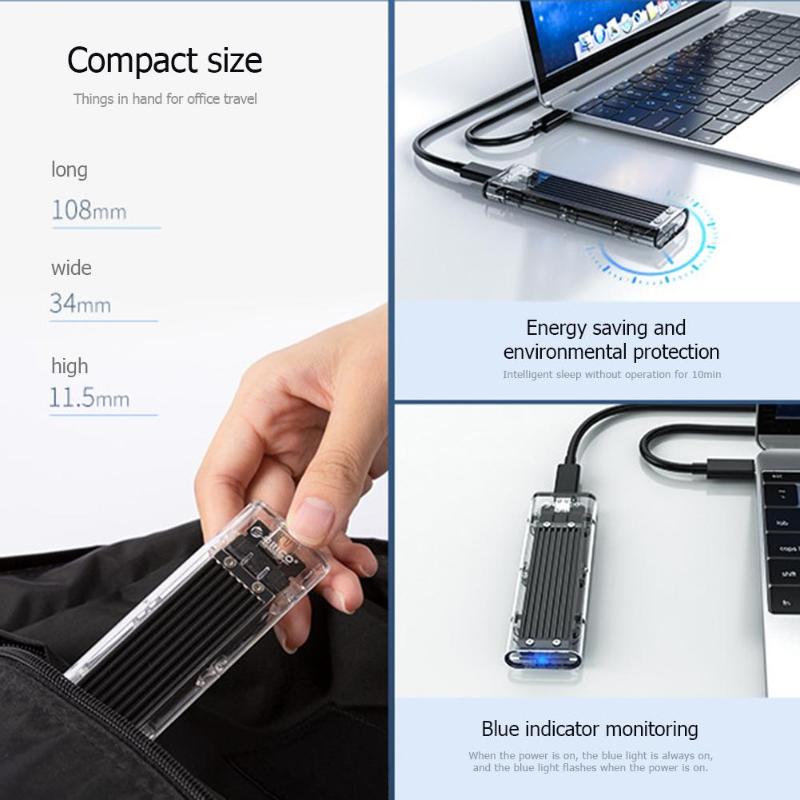 ORICO TCM2F-C3 M2 SSD Case NGFF M.2 to USB3.1 Type C 5Gbps Transparent Hard Drive Enclosure For m.2 NGFF SATA B Key SSD Disk Box. 