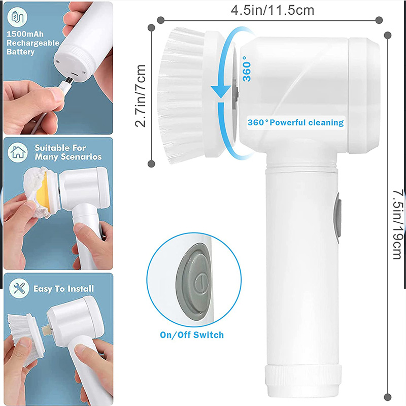 electric brush magic brush for toilet home magic brush Multifunctional Electric cleaning brush spinner bathroom cleaner electric Cleaning Tools For Bathroom Toile Window Floor And Tub 5 In 1 avatory plates pans tiles handy and comfortable. 