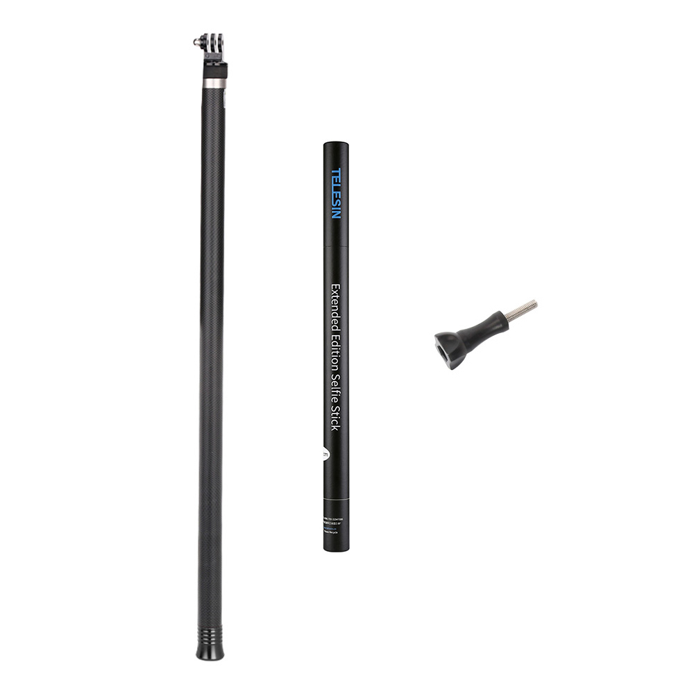 TELESIN 2.7M/106 Inch Ultra Long Carbon Fiber Selfie Stick Lightweight Extendable Handheld Pole Monopod Replacement for GoPro Hero 9/8/7/6/Hero 5 Black(2018) Replacement for Insta360 One R DJI OSMO Action Camera. 