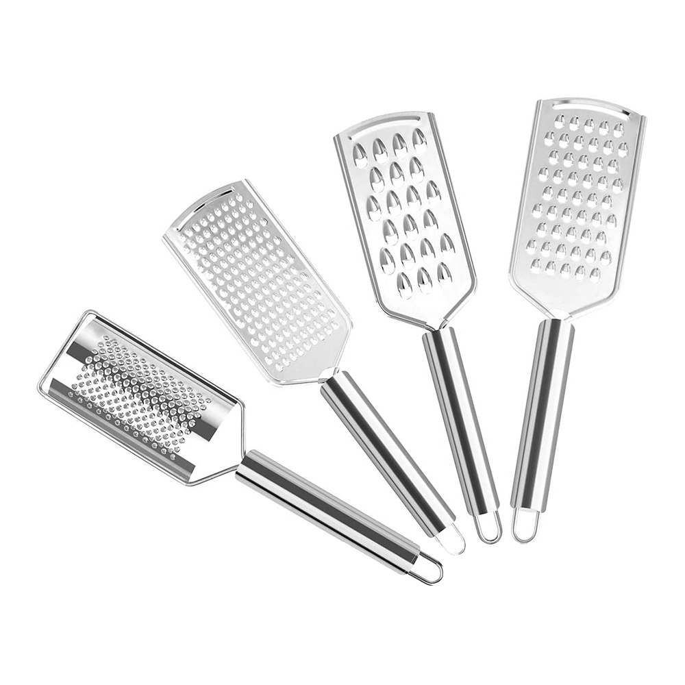 Cheese Grater,Lemon Zester,Stainless Steel Hand-Held Ginger Nutmeg Carrot Vegetable Food Graters for Kitchen,4 Pack