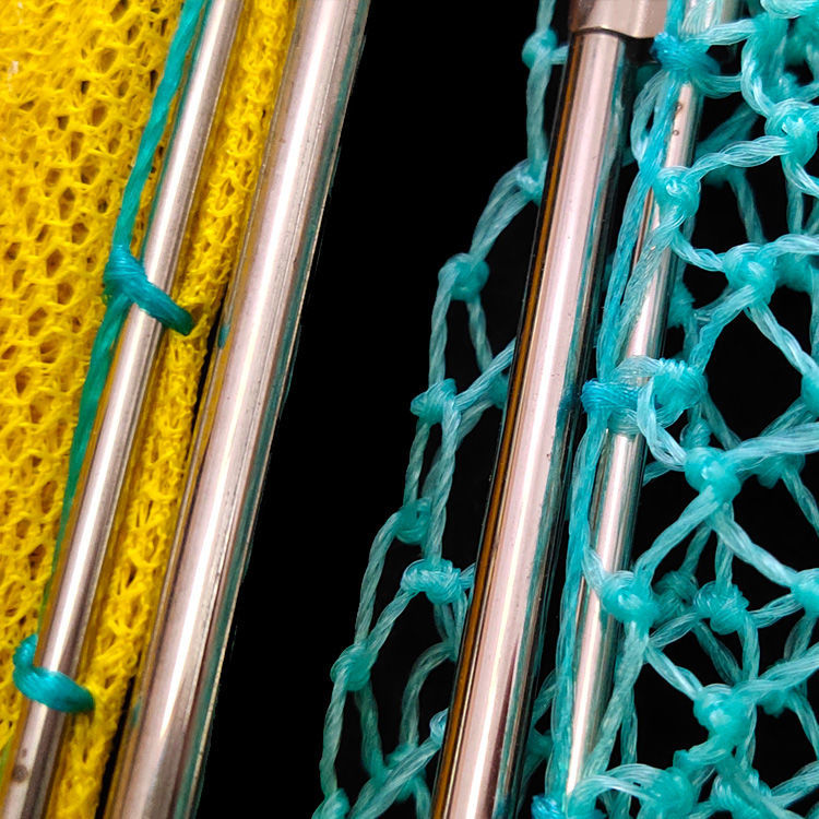 Double Ring Inner Ring Stainless Steel Dip Net Hand-Woven Nine Strands Dense Eye Fish-Catching Net Wooden Handle Net Long Handle Net Bag of Fishing Gear. 
