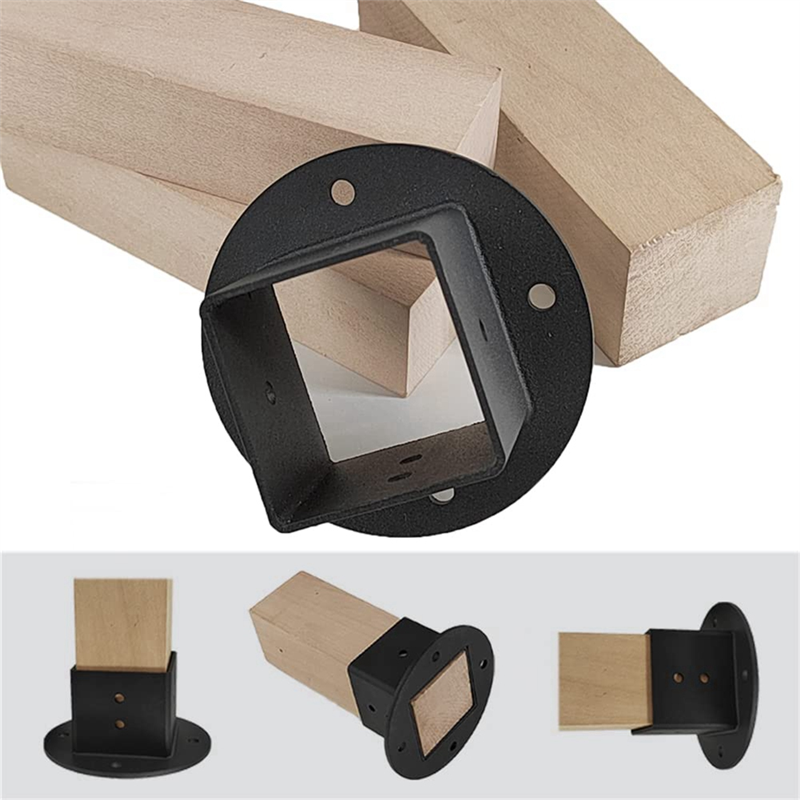 2Pcs 2X2 Square Fence Pole Flange Base Pergola Post Base Brackets Kit,Heavy Duty Wall Mount Post Anchor Base Brackets Easy Install. 