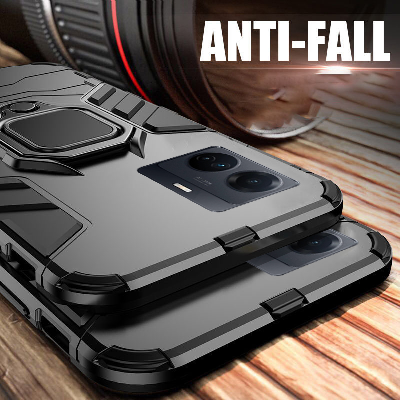 Phone case Vivo iqoo Z6 Pro Shockproof Armor Stand with Holder Car adsorb Ring Back cover Vivo iqoo Z6 Pro case. 