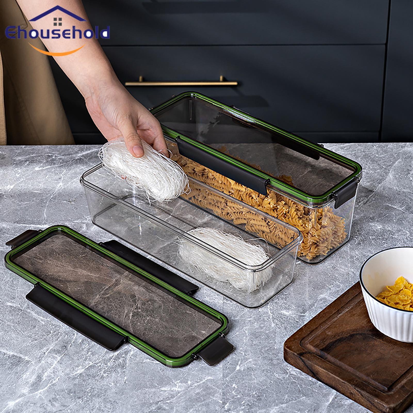 Moisture-proof Food Box Large Capacity Rectangular Pasta Storage Box with Moisture-proof Seal Visible Design Food Container for Noodle Storage Container. 