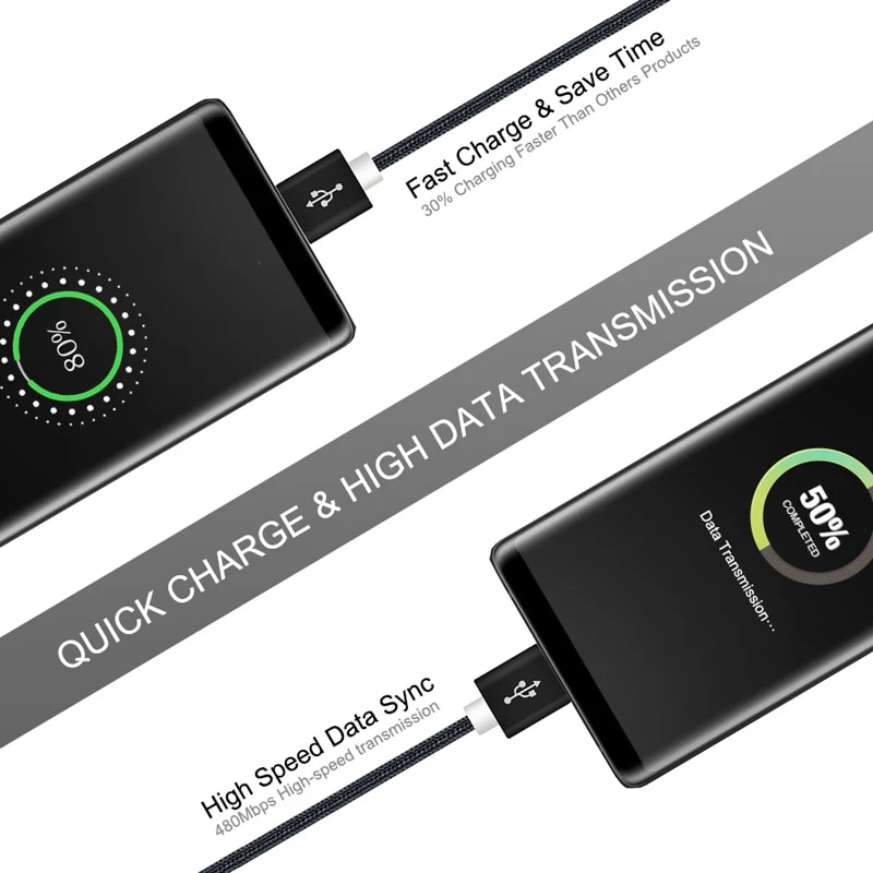 Mobile Phone Charger Micro USB Cable Fast Charging For OPPO A15 A12 A5 A7 A8 A31 A9 A7X F9 F11 Pro Charging Data Sync USB Cable. 