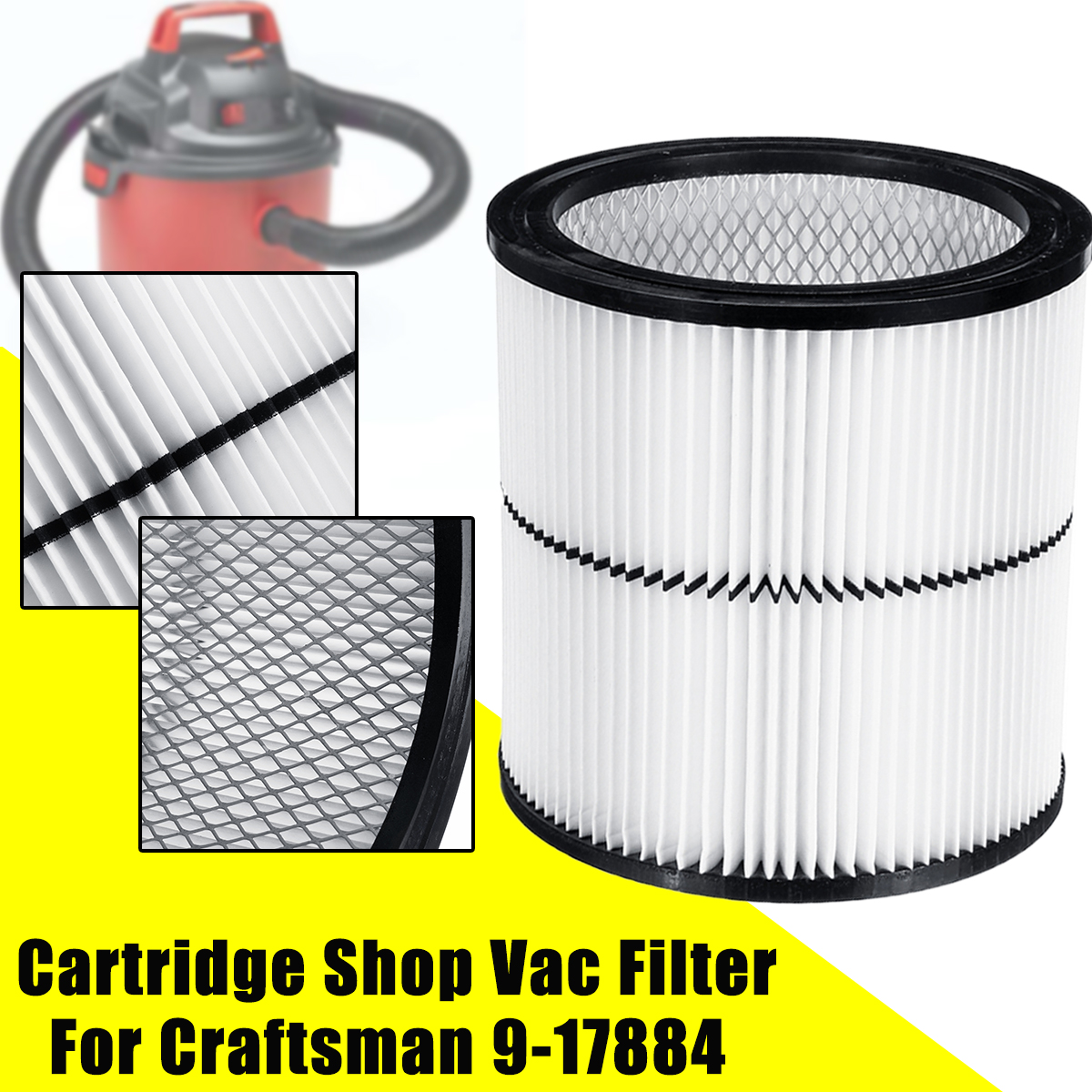 Cartridge Shop Vac Filter For Craftsman 9-17884 6 8 12 16 Gallon Vacuum 02-2004