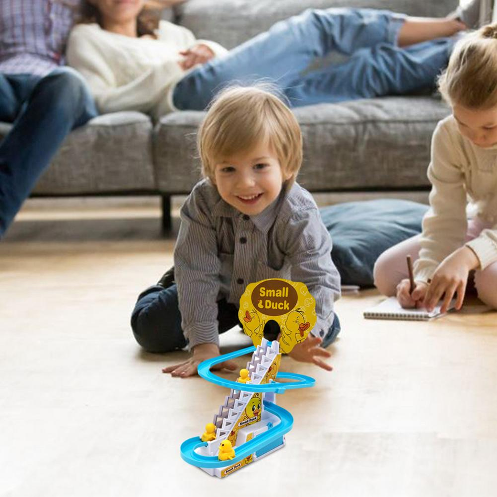Electric Duck Climbing Stairs Toy Children Roller Coaster Toy Set With Flashing LED Light Easy To Install And Carry Perfect Gift  by Bix Super shop. 