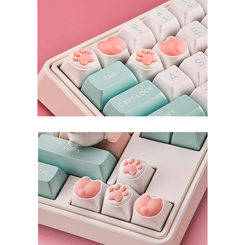 Cute Cat Paw Keycaps For Mechanical Keyboard Cherry MX Switch DIY Custom Key Cap Soft Silicone Keycup Artisan Pink Color Fengshi. 