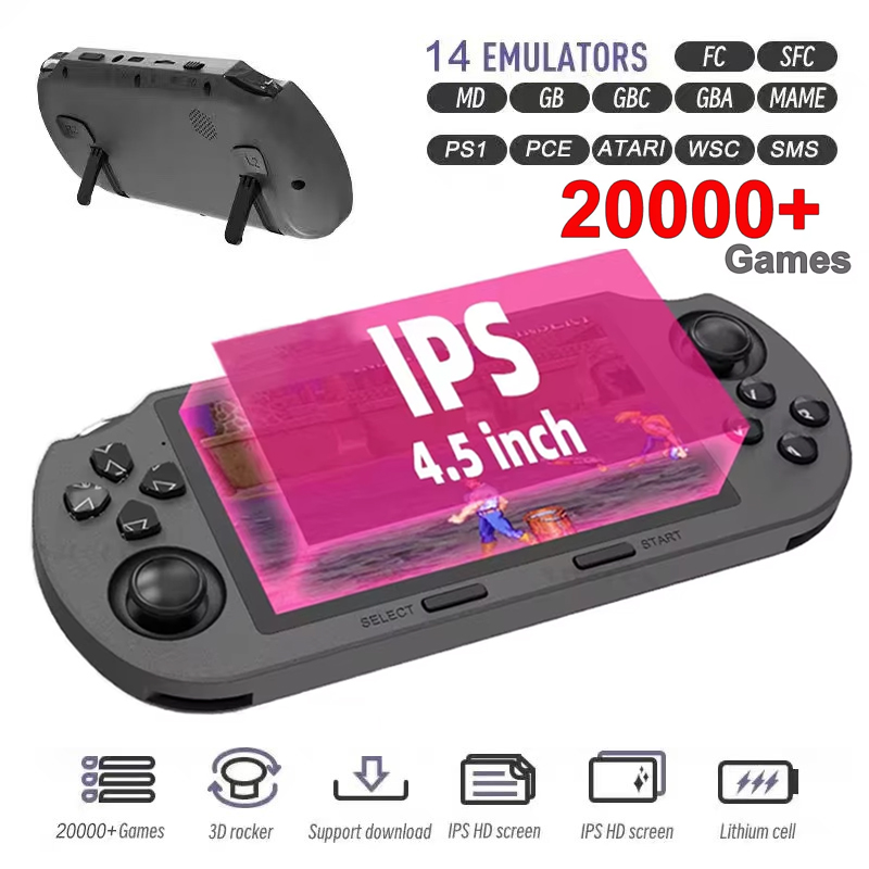 SF3000 Portable Handheld Game Console 4.5 Inch IPS Screen Retro Video -Option -2P-Option -2P. 