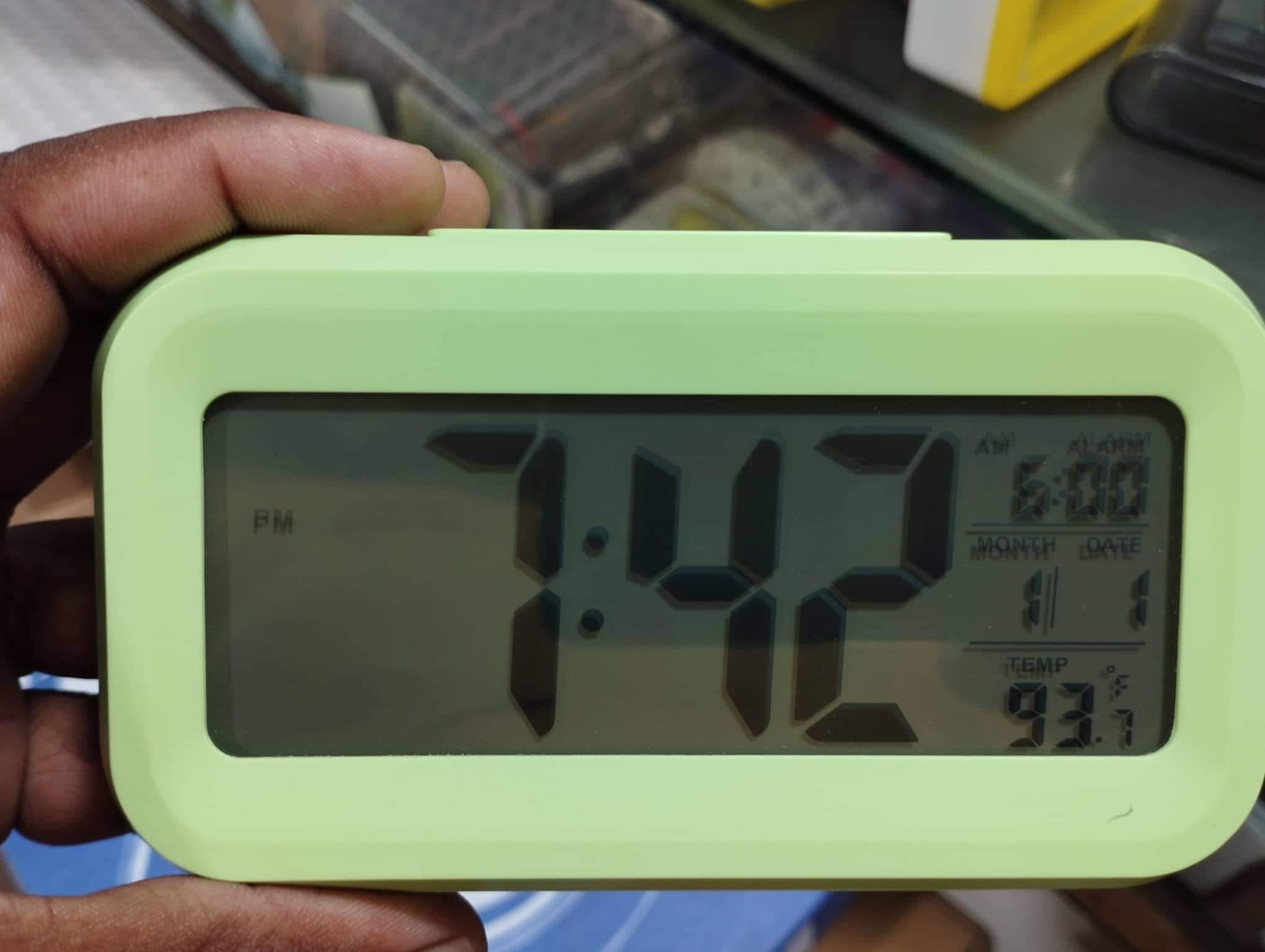 LED Digital Alarm Morning Clock Backlight Electric Alarm Clock with Dimmer Batteries Operated Large LCD Display Temperature Display Nightlight and Snooze (Green)