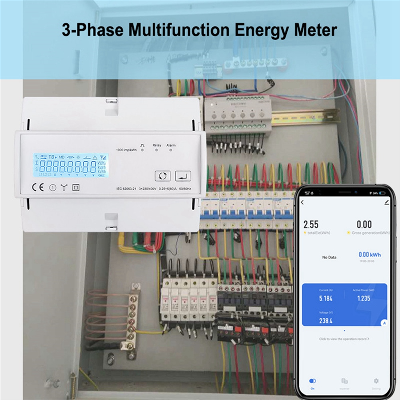 WiFi 3 Phase Bi Direction Energy Meter WiFi Energy Meter KWh Power Monitor Wattmeter Tuya App Remote Switch on OFF 3X110/190V 230/400VAC. 