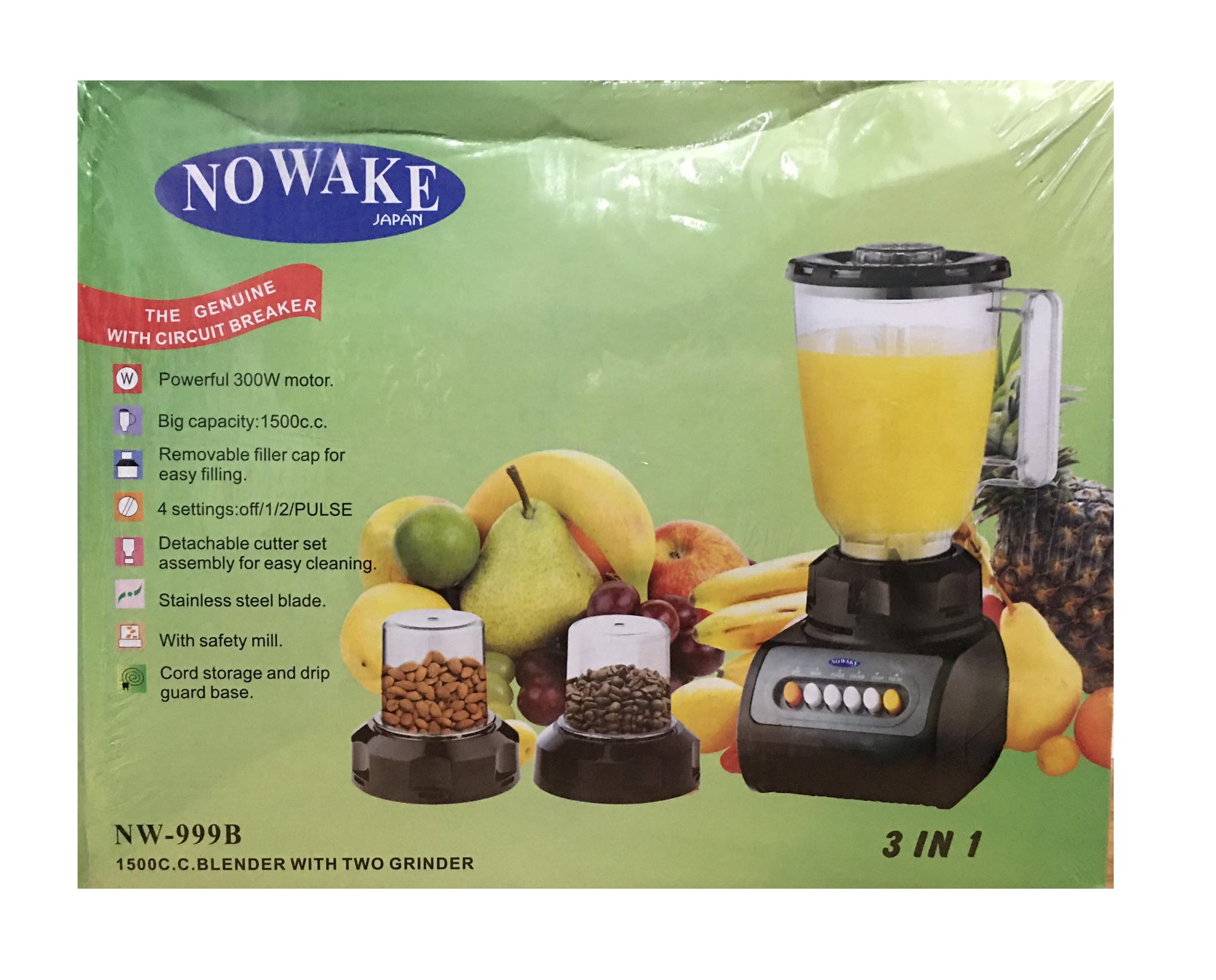 Nowake Blender 3 IN 1 - 300 watts (NW-999 B). 