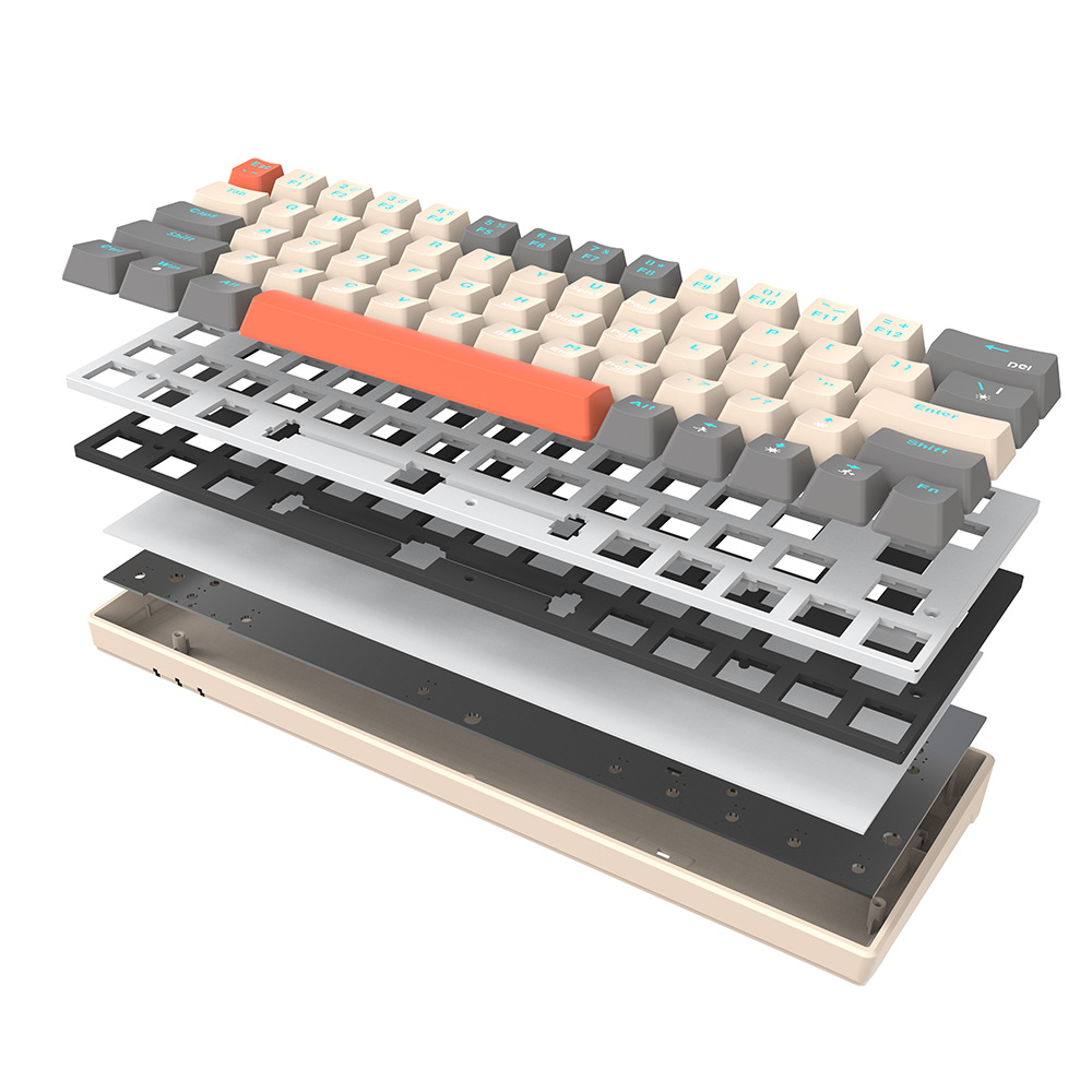 T-WOLF New T60 Mechanical Keyboard TYPEC port key line separation mixed light gaming co-branded model factory source. 