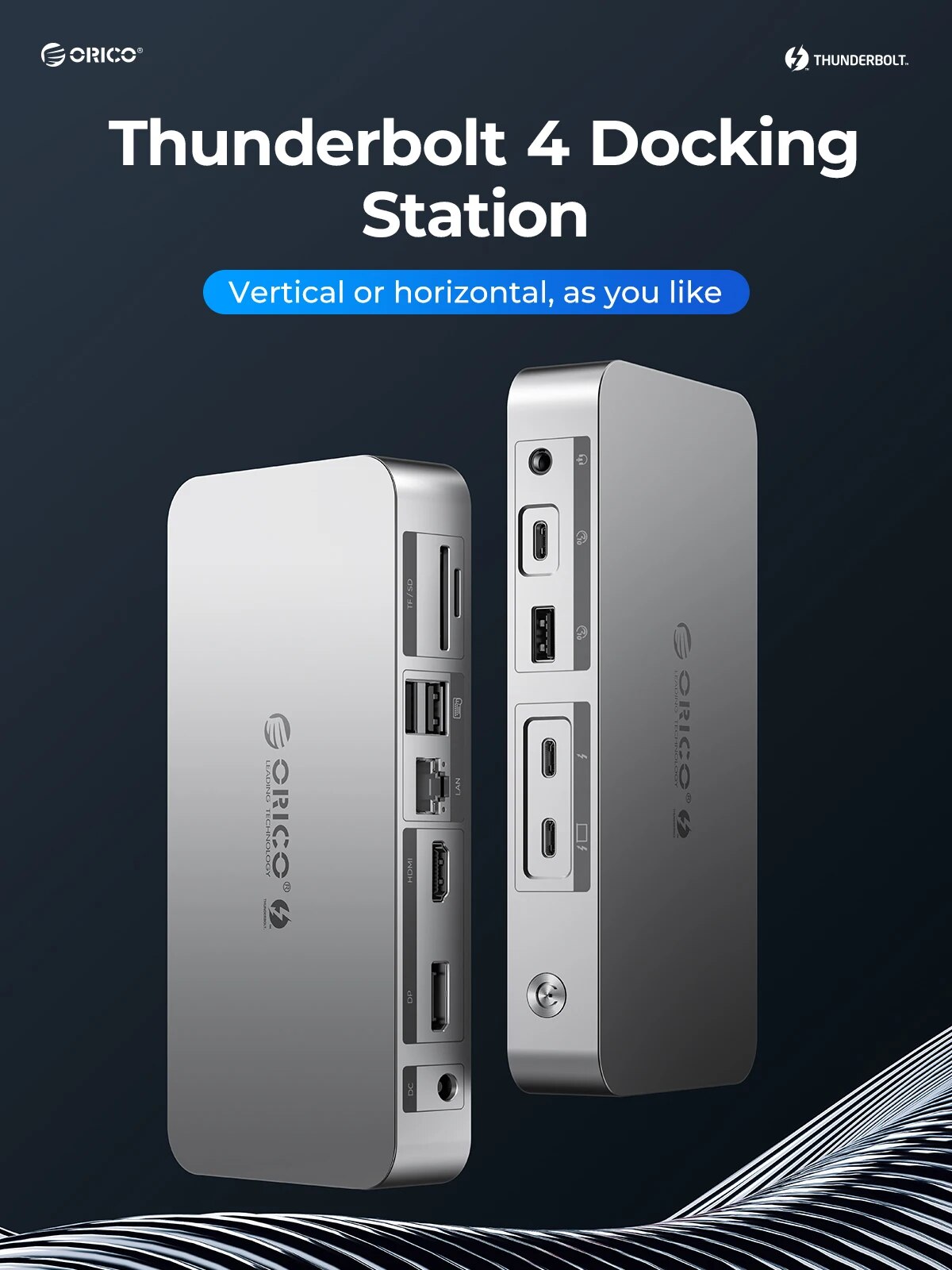 ORICO Thunderbolt 4 Docking Station Type C to HDMI-compatible Adapter 8K@30Hz USB 3.2 Gen2 HUB Splitter for MacBook Mac Windows. 